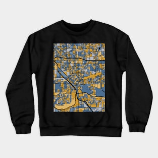 Modesto Map Pattern in Blue & Gold Crewneck Sweatshirt